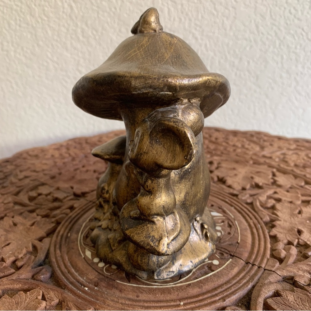 Vintage? Small Hand Painted Mushroom & Mouse Eating Cheese Figurine - Picture 2 of 12